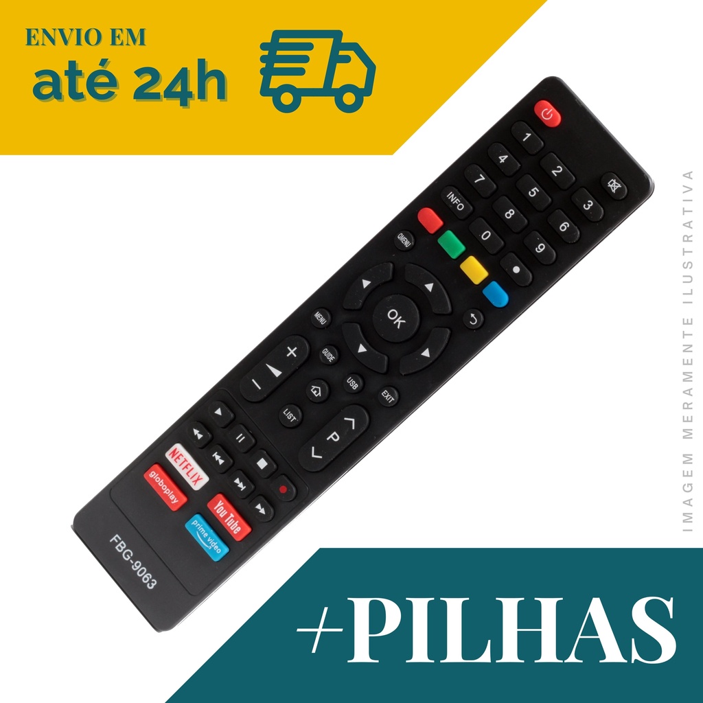 Controle Remoto Para Smart Tv Philco Netflix Youtube Prime Shopee Brasil 4560