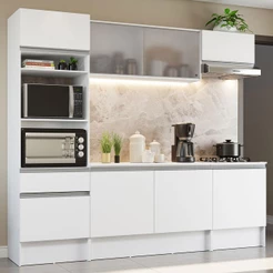 Cozinha Completa Madesa Topazio com Armário, Balcão e Tampo - Branco