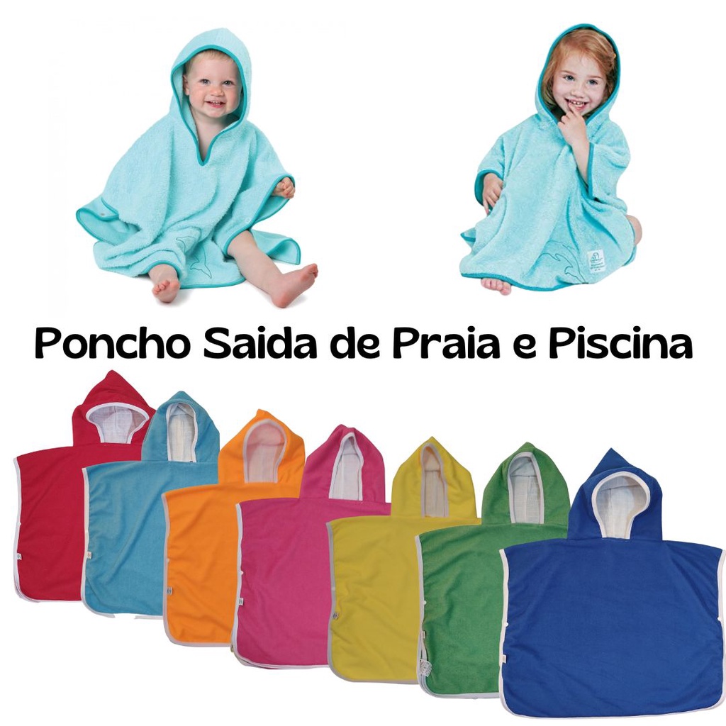 Toalha Poncho Bebê Saida de Praia Piscina Com Capuz Cores Neon Verão em Oferta na Shopee