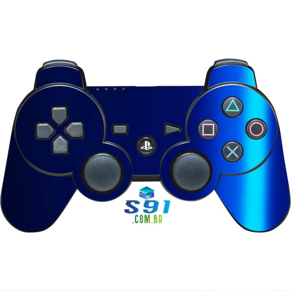 Adesivo PS3 Controle Playstation Skin Pelicula Protetora Brilho Cor Azul