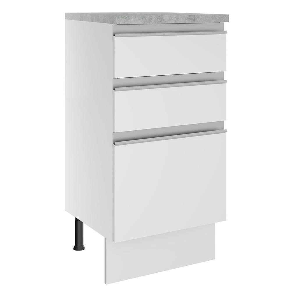 Balcão Madesa Glamy 40 cm 3 Gavetas - Branco - Home & Living
