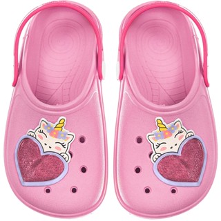 Babuche Infantil Sandália Feminina Menina Bebe Criança Antiderrapante Borracha Coração Unicórnio Colorido Moda Chinelo Calce Fácil Confortável Macio Leve Fofo Blogueira