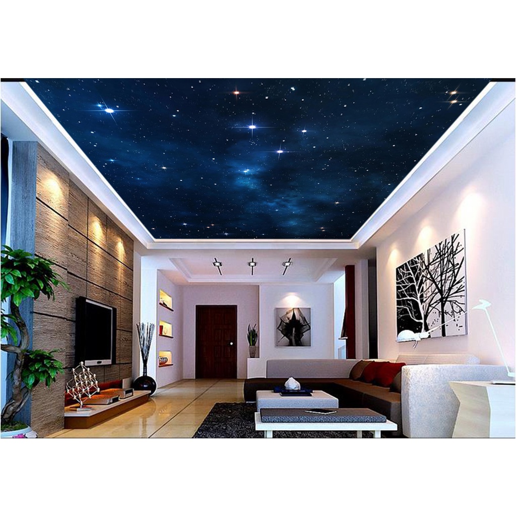 Papel de Parede de Teto - Adesivo Decorativo Para Teto - Painel Fotográfico Espaço Universo Paisagem Céu Galaxia ROF - 052