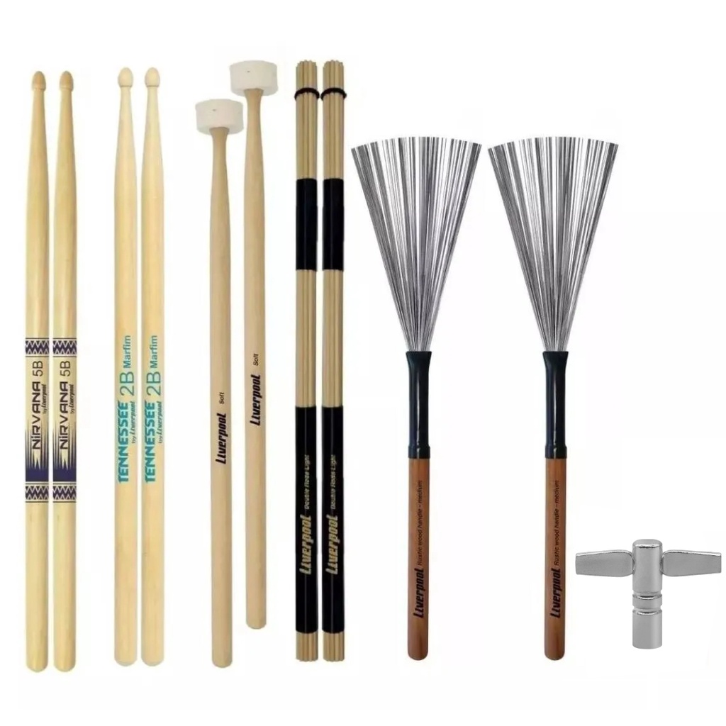 Kit Baquetas Variadas Linha Profissional Liverpool
