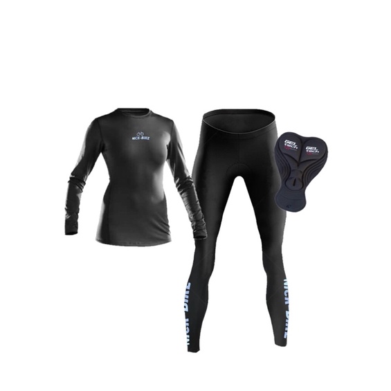 Conjunto Ciclista Feminino Roupa De Ciclismo Camisa E Calça C/ Forro Gel D120