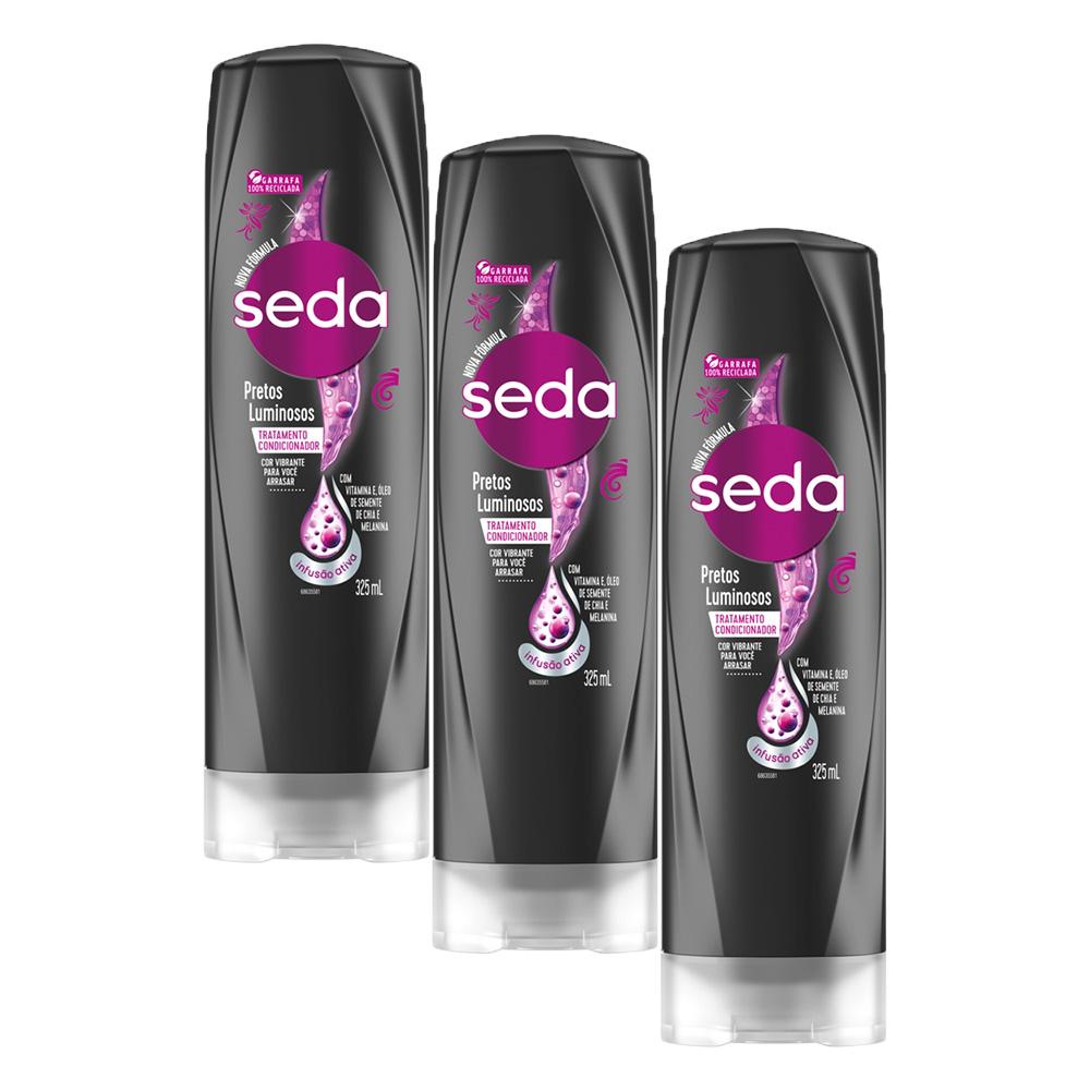 Kit 3 Condicionadores Seda Cocriações Pretos Luminosos 325ml cada
