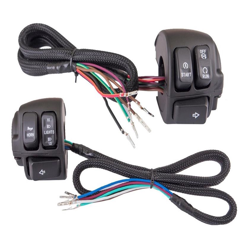 Punho Esquerdo Direito Luz Seta + Punho Partida Moto Custom 1 Polegada ...