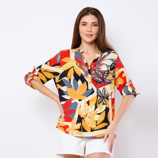 Aishty Camisa Feminina Manga Longa Estampada Floral