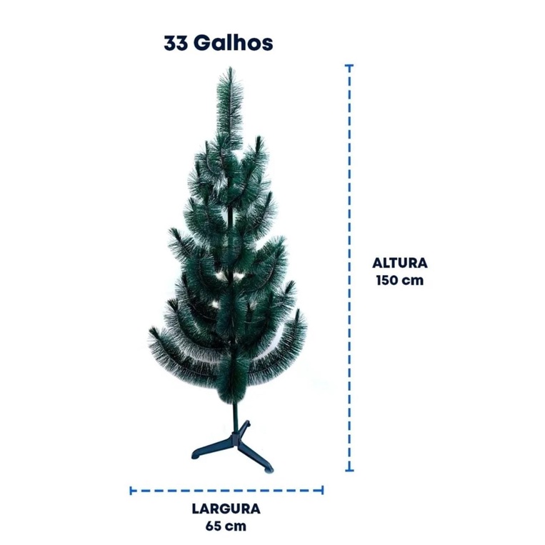 Árvore De Natal Pinheiro Verde Luxo Tradicional 1,50 m - 33 Galhos - A 25  DE MARÇO | Shopee Brasil