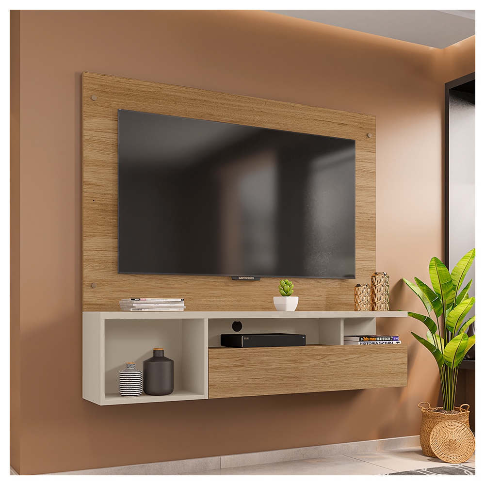 Painel Bancada Para TV Até 55 Polegadas Black Marrom Caemmun em Oferta na Shopee