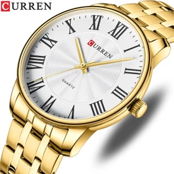 CURREN Nova Marca De Luxo Relógios Masculinos Quartzo Casual Business Com Números Romanos Estilo Simples Aço Inoxidável 3ATM Impermeável 8422 XQ Sem Caixa