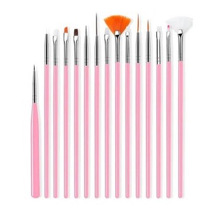 Kit 15 Pinceis Para Decoração Nail Art Unhas Manicure Unha Pincel
