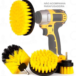 Kit Jogo Escovas Rotativa 3 Peças Para Limpeza Geral Casa Carro Moto Encaixe Parafusadeira Furadeira em Oferta na Shopee