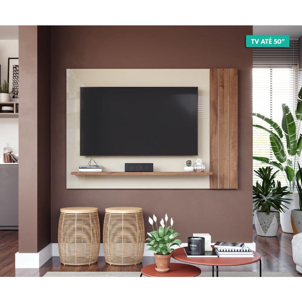 Painel para Tv até 50" Cristal Permobili Off White/Savana