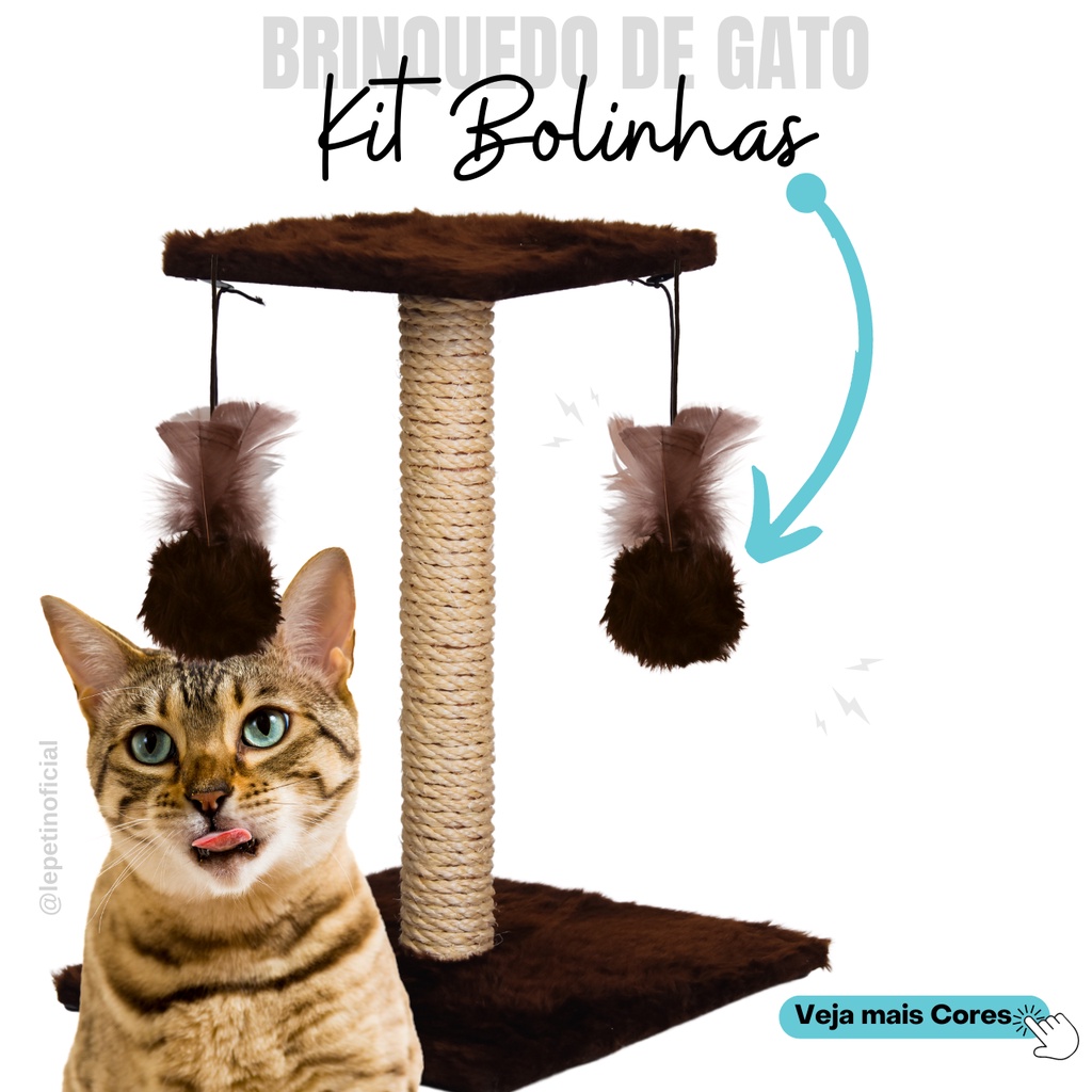 Brinquedo Para Gato Pompom de Arranhador Para Gatos Multicores