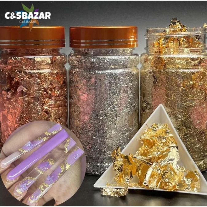 FOLHA DE OURO PRATA E BRONZE POTE GRANDE E PEQUENO em Oferta na Shopee