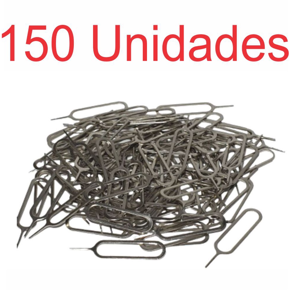 Kit 150 - Clip Chave Removedor Chip Cartão Sim e Memória - Chave Chavinha Agulha - Abrir Bandeja Celular