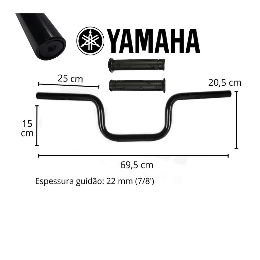Guidão Mais Manopla Moto Factor 125 150 Fazer 150 Preto Yamaha Rosca em Oferta na Shopee