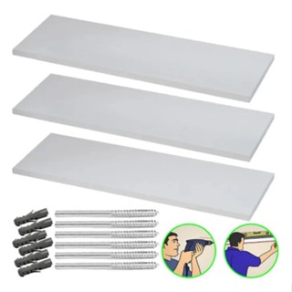 Kit Prateleiras Lisa 30x20cm Suporte invisível Mdf Reta Branco De Parede Livro Organizadora Cozinha Quarto