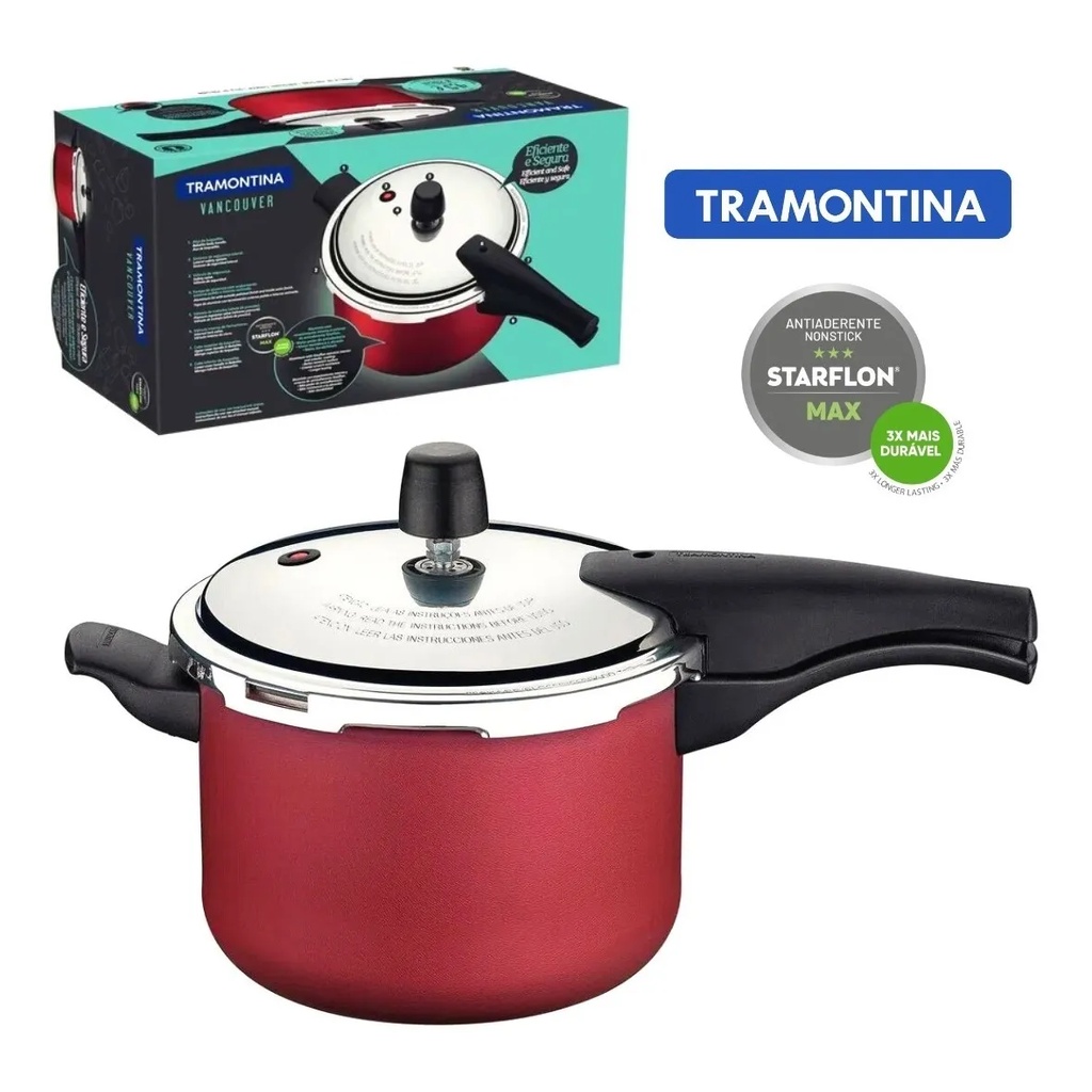 Panela de Pressão Tramontina Vancouver 4,5 Litros Alumínio - Vermelha ...