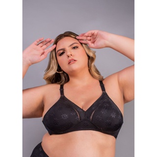 Sutiã Preto Plus Size Cobertura Total Sem Bojo E Sem Aro Duloren Summer Flower em Oferta na Shopee