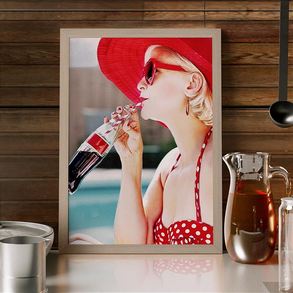 Quadro Decorativo Pin-up Club Vermelho Retrô Vintage Coca Cola