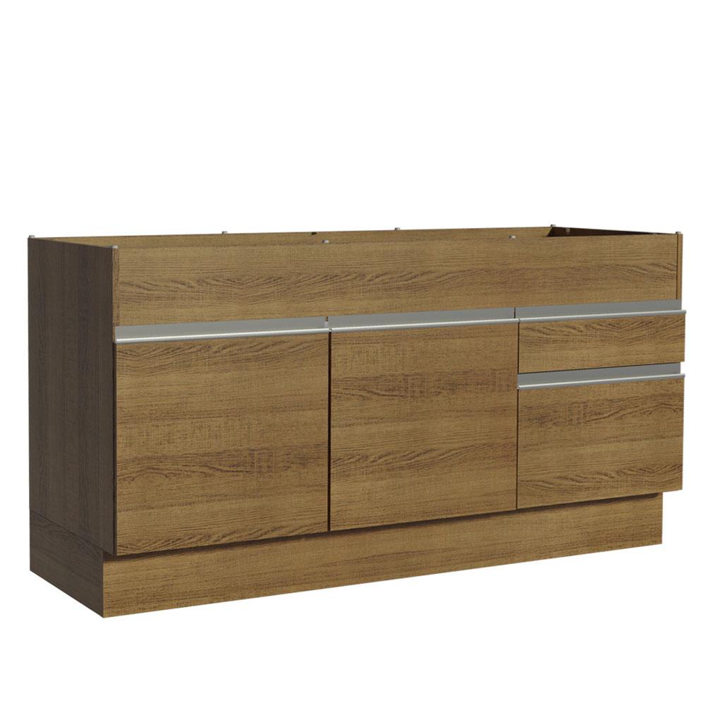 Balcão de Pia Armário de Cozinha 150 cm 2 Portas e 2 Gavetas (Sem Tampo e Pia) Rustic Glamy Madesa