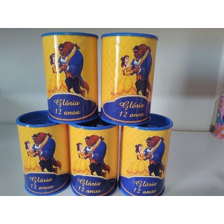 10 Lembrancinha Cofrinho Personalizado Bela e a Fera em Oferta na Shopee