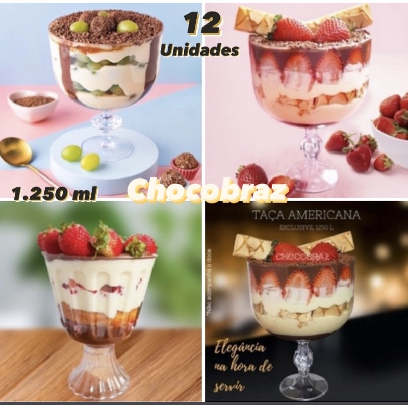 12 TAÇAS AMERICANA ACRÍLICO 1,250 ML TRANSPARENTE – TAÇA SOBREMESA OFF em Oferta na Shopee