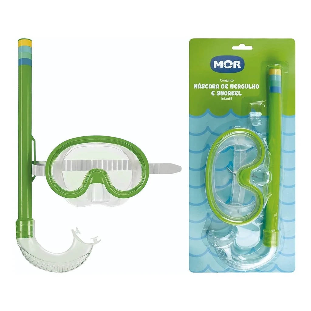 Mascara Infantil De Mergulho E Snorkel Verde 1884 - Mor em Oferta na Shopee