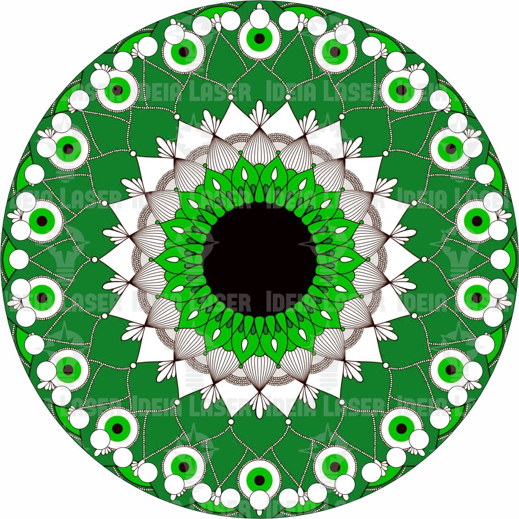 Base MDF Fio de Malha Crochê Redonda Mandala Olho Grego Verde