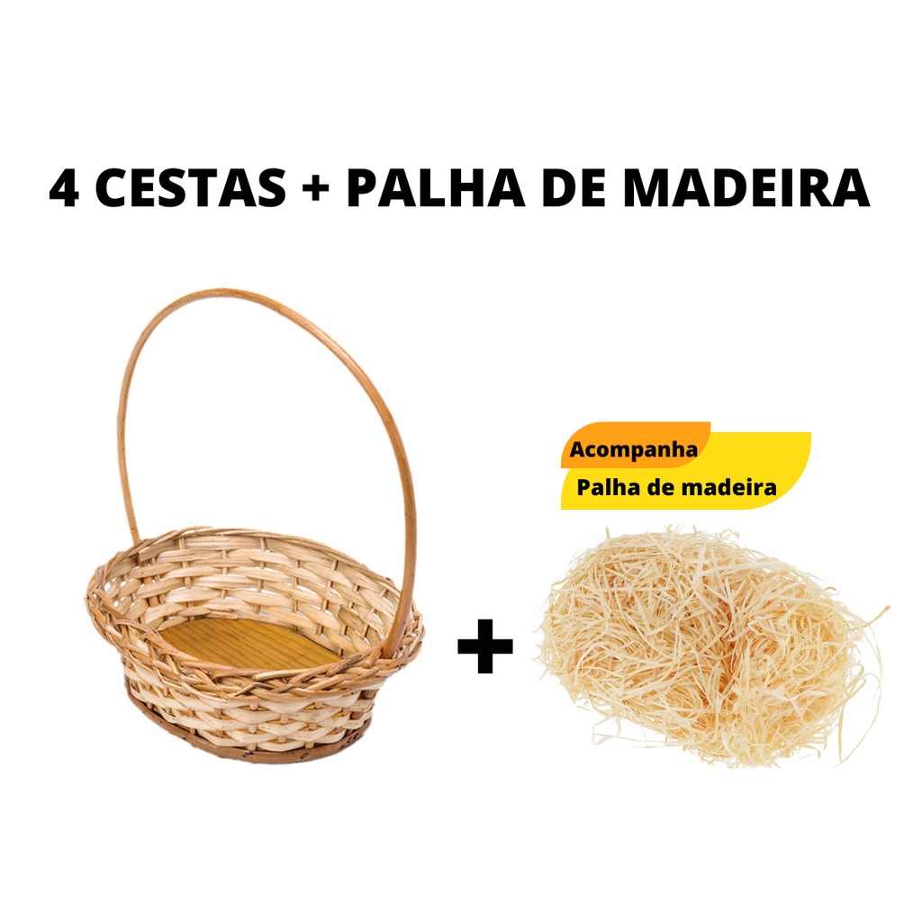 4 CESTAS DE VIME 18CM REDONTA ARTESANAL - ACOMPANHA PALHA | Shopee Brasil