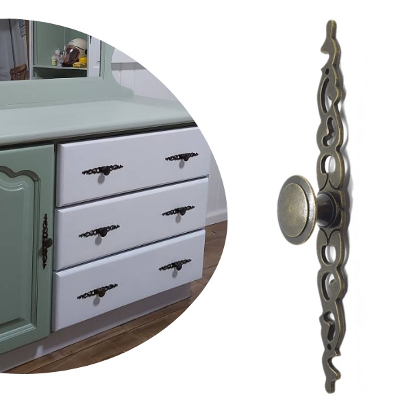 Kit com 4 peça puxador ouro velho de metal para móveis antigos de gaveta armario cozinha em Oferta na Shopee