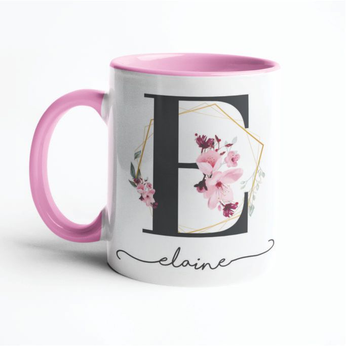 Caneca Personalizada C/ Nome - Letra - Rosa - Personalize a Sua!