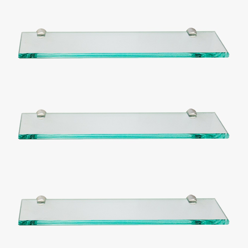 Kit 3 un prateleiras de vidro incolor 10x30 cm em Oferta na Shopee
