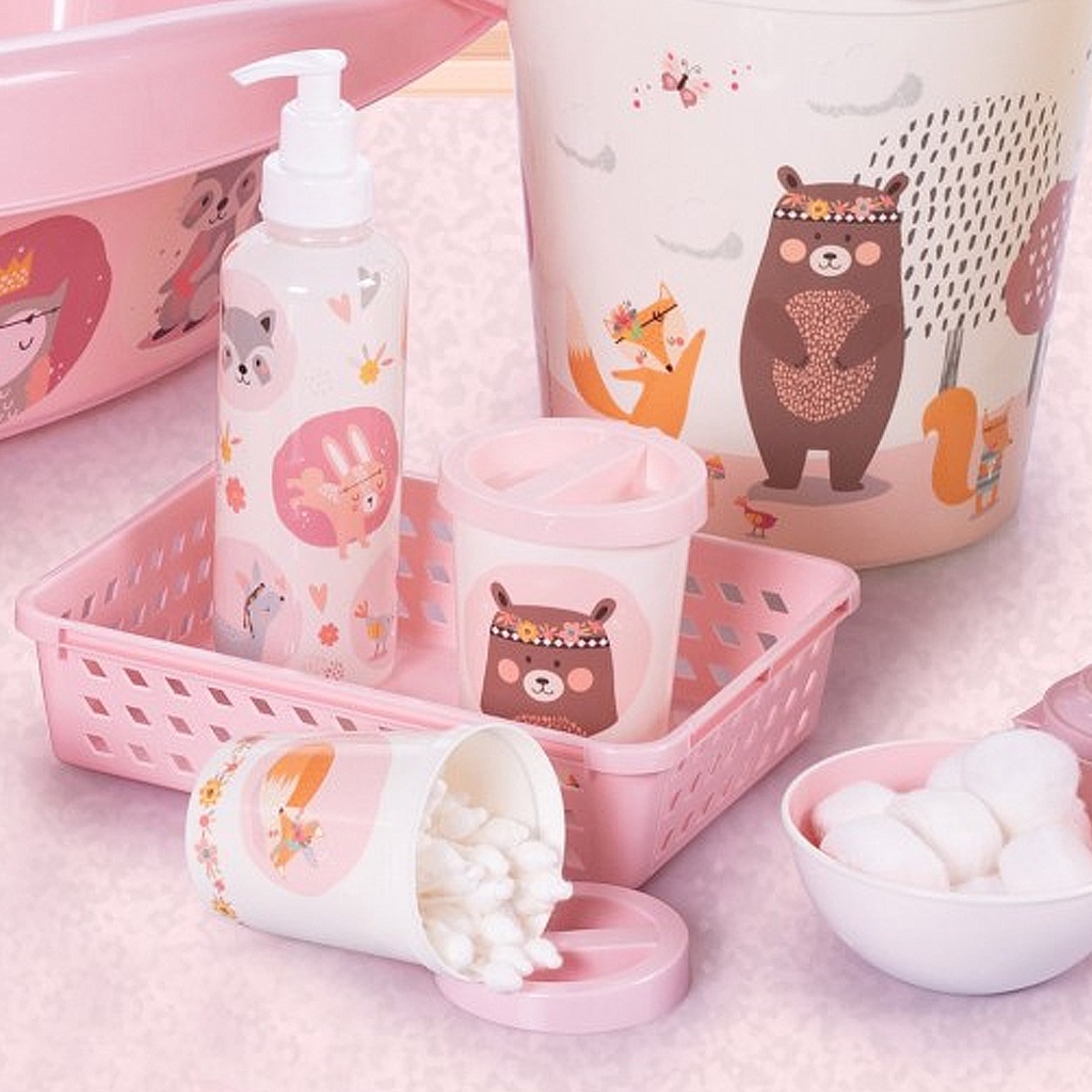 Kit Higiene Bebe Cuidados 5 Peças Porta Sabonete Liquido Banheiro