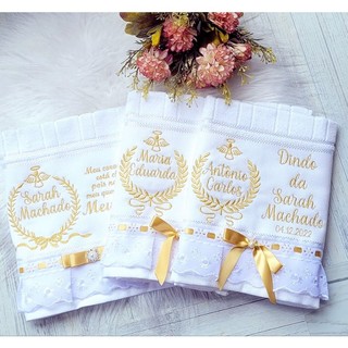 kit 3 toalhas batismo, toalha padrinho,toalha madrinha,toalha personalizada.