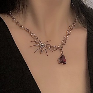 Novo Pingente De Gota De Sangue Vermelho Colar Feminino Design Nicho Personalidade Em Forma De Aranha Torcido Ins Onda Colarinho Corrente