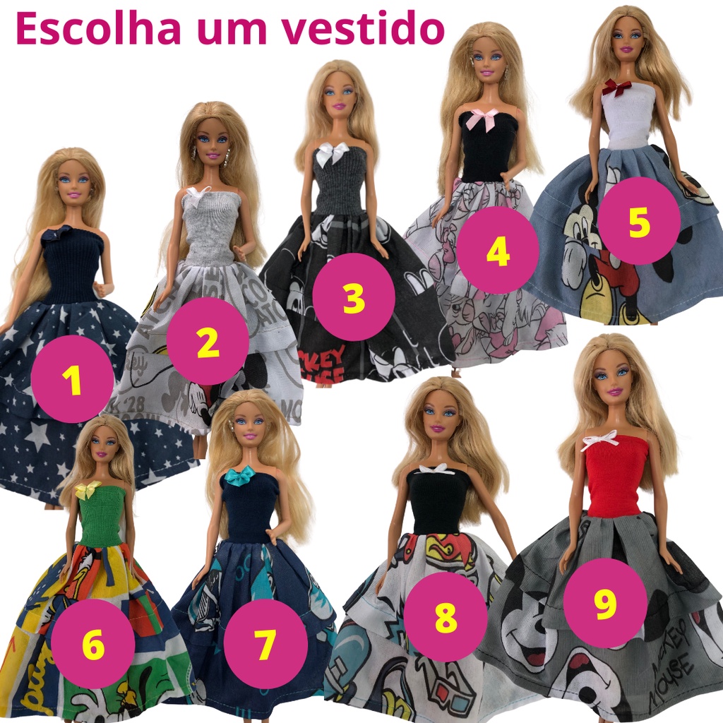 Kit de Roupas e Acessórios para Bonecas Barbie - Vestidos Casaco