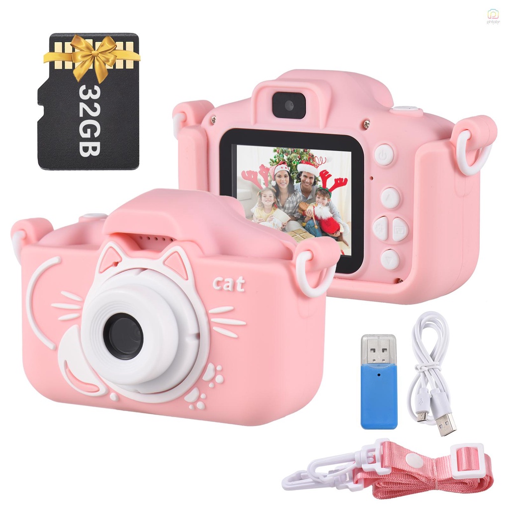 Câmera Digital Andoer X8 Mini Infantil 1080P De Vídeo 20MP Lente Dupla 2.0 Polegadas Tela IPS Bateria Embutida Molduras Fotográficas Bonitas Jogos Interessantes Com Cartão De Memória 32GB
