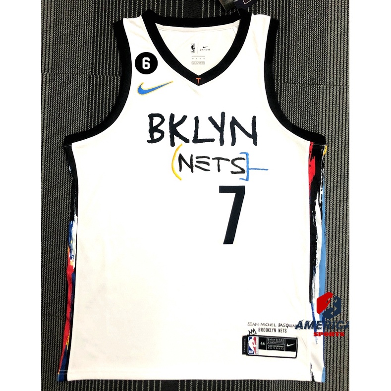 Masculino Camisa 2023NBA Brooklyn Nets Kevin Durant White Graffiti De Basquetebol Player Jersey
