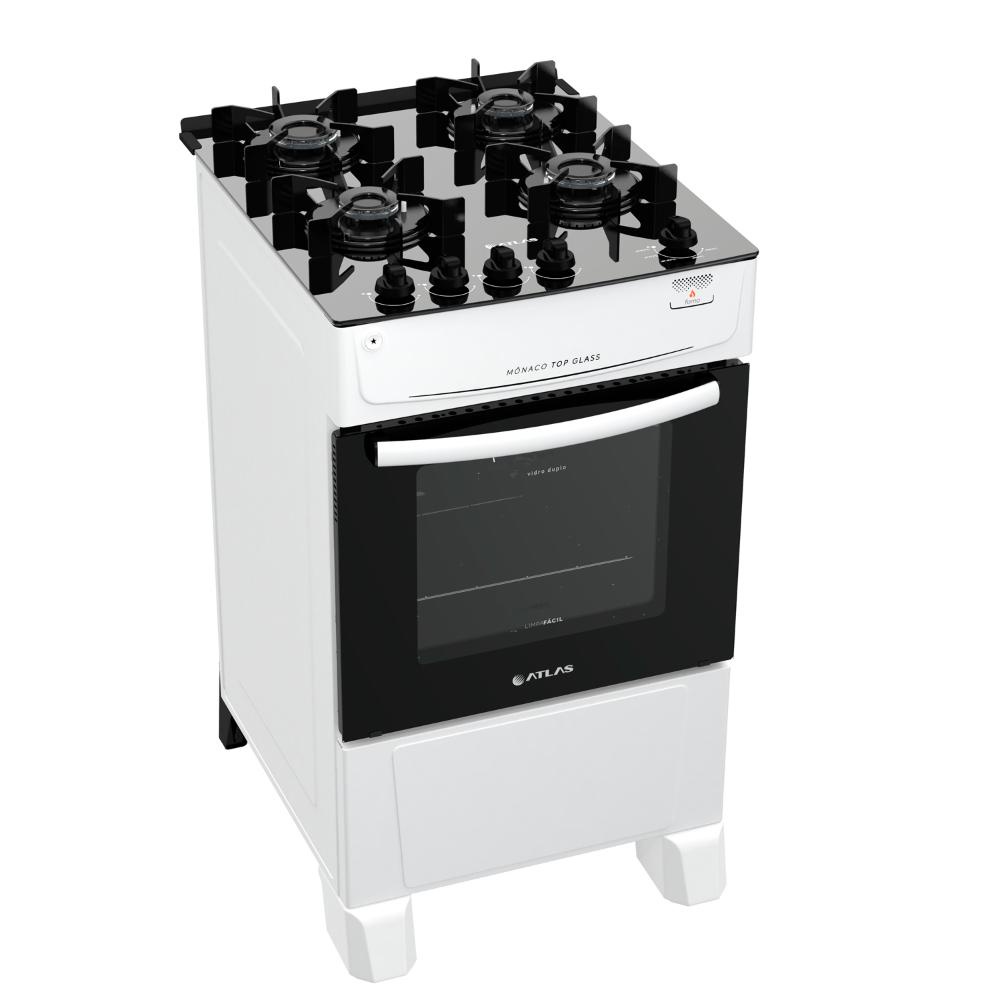 Fogão Atlas 4 Bocas branco Mônaco Top Glass com Acendimento automático - Bivolt em Oferta na Shopee