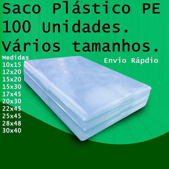 100 Sacos Plásticos, Saquinho Transparente PE E-commerce(100 unidades) em Oferta na Shopee