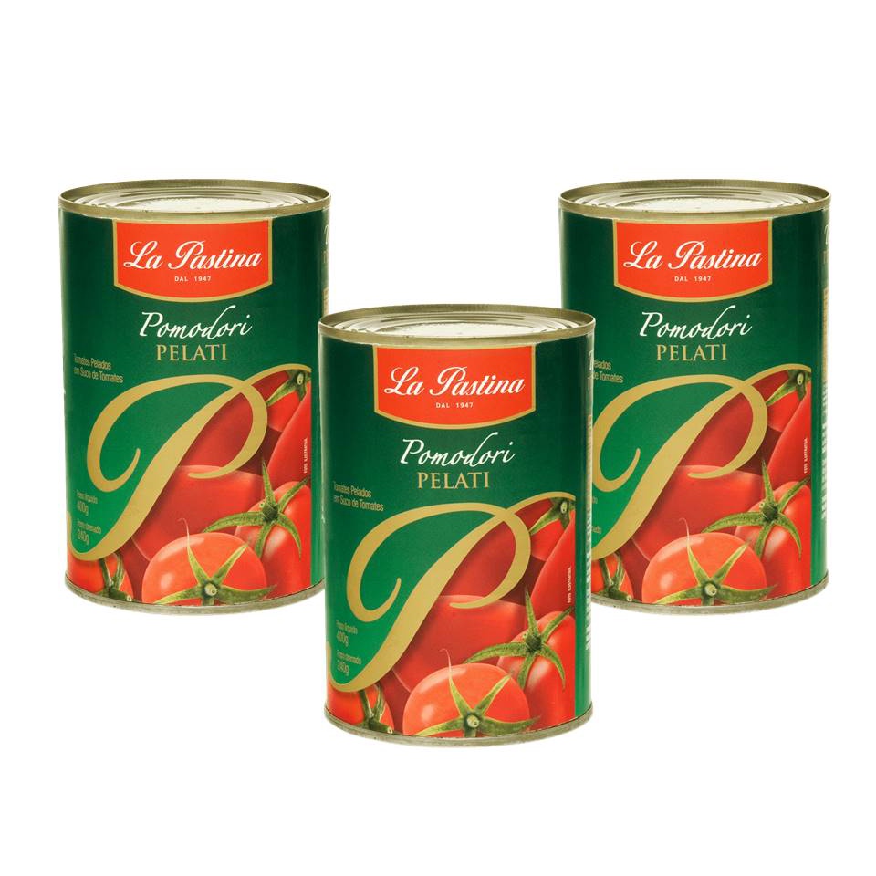 Pacote de Tomate Pelado Pomodori Pelati Italiano La Pastina 400g