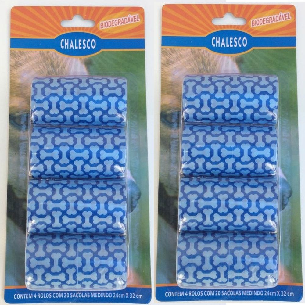 2 Cartelas de Refil de Saquinhos Sacola Cata caca Chalesco - Sacolas Biodegradáveis pega fezes - Azul