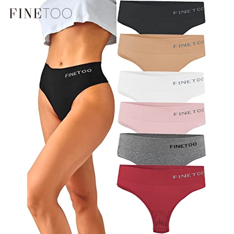 FINETOO 6Pcs/Conjunto Tangas De Cintura Alta Para Calcinha Feminina Respirável Macia Elástica Rise S-XL em Oferta na Shopee