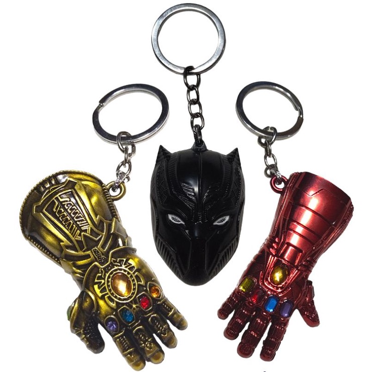 Chaveiros Metálicos Geek Nerd Avengers Manopla Thanos Homem de Ferro Máscara Pantera Negra Mjolnir Thor Colecionável