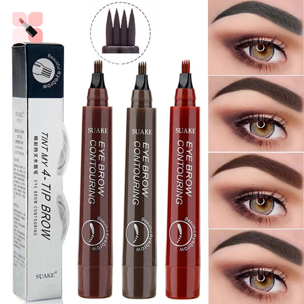 Imagem 5 Cores 3D Mágico Microblading Lápis De Sobrancelha Maquiagem Ferramenta De Tinta 4 Pontas Caneta Tatuagem Líquida À Prova