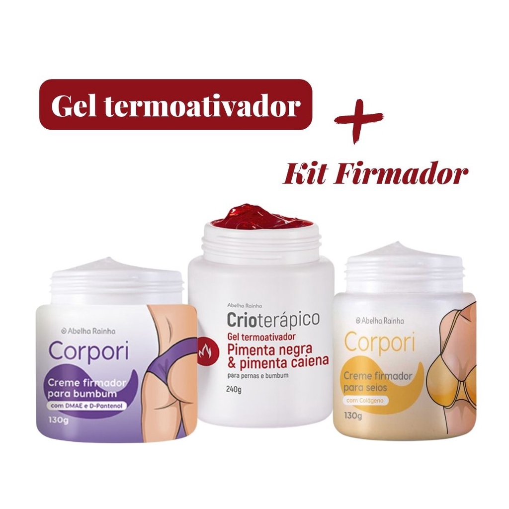 Kit Redutor de medidas Gel Termoativador Pimenta Negra + Creme Firmador para os Seios e Bumbum.