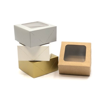 20 Caixas de Papel Cartão ou Kraft Com Visor- 10x10x5 | Para Presentes, Cosméticos ou Artesanatos em Oferta na Shopee